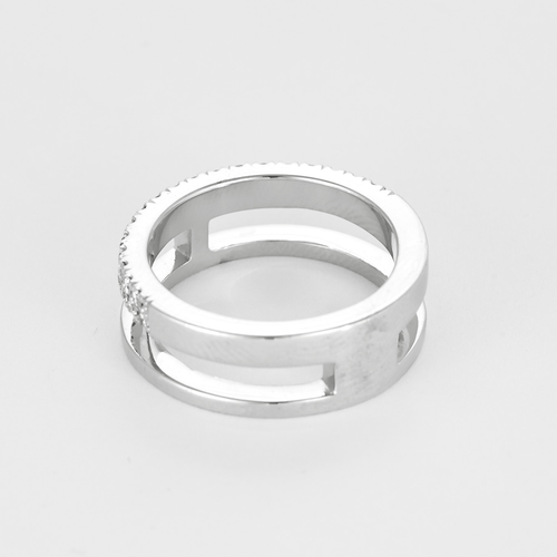 Bague 53,5 Bague jonc en or blanc et diamants 58 Facettes DV22785-1-535-5