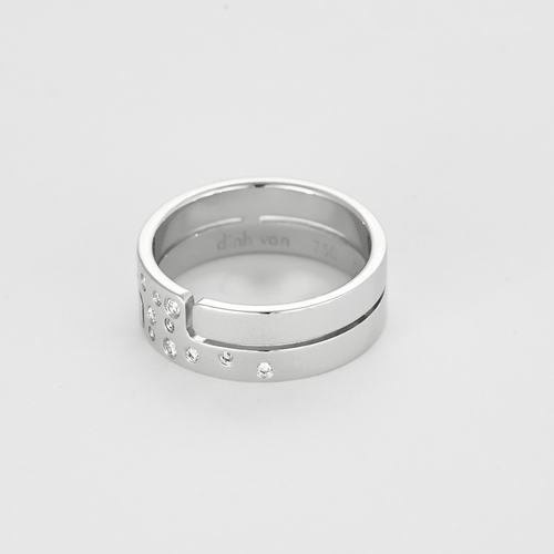 Bague 55 Dinh Van Seventies - Bague moyen modèle en or blanc 18K et diamant 58 Facettes DV27643-1-DV0882-1