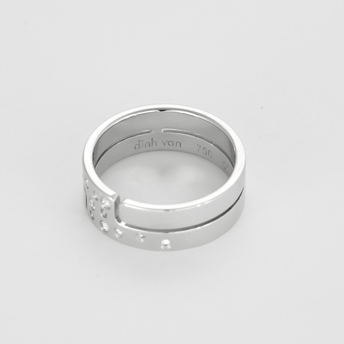 Bague 55 Dinh Van Seventies - Bague moyen modèle en or blanc 18K et diamant 58 Facettes DV27643-1-DV0882-1