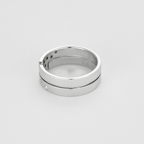 Bague 55 Dinh Van Seventies - Bague moyen modèle en or blanc 18K et diamant 58 Facettes DV27643-1-DV0882-1