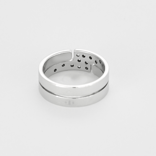 Bague 55 Dinh Van Seventies - Bague moyen modèle en or blanc 18K et diamant 58 Facettes DV27643-1-DV0882-1