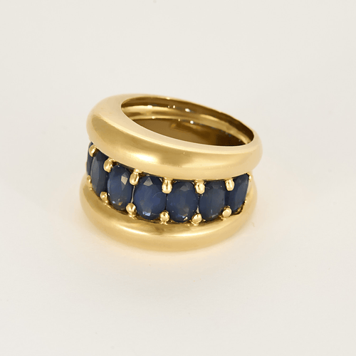 Bague 53 Importante bague en or jaune et saphirs 58 Facettes DV27468-30-53-2