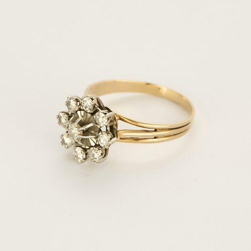 Bague 60 Bague Fleur en or jaune et or gris, diamants 58 Facettes DV27468-31-60-2