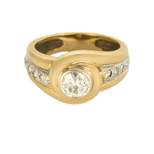 Bague 53 Bague tourbillon en or jaune, or blanc et diamants 58 Facettes DV27468-73-53-2