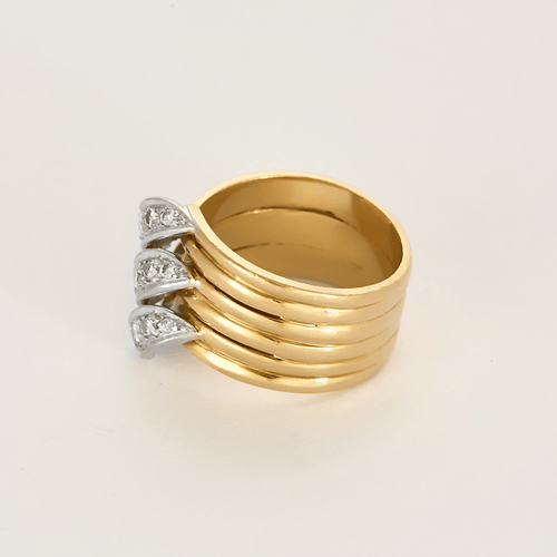 Bague 58 Bague en or jaune, or gris et petits diamants 58 Facettes DV27468-35-58-2