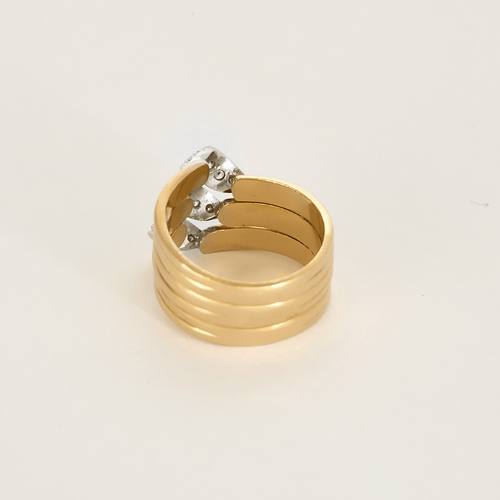 Bague 58 Bague en or jaune, or gris et petits diamants 58 Facettes DV27468-35-58-2