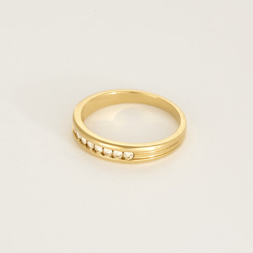 Bague 55,5 Alliance en or jaune et diamants 58 Facettes DV27468-54-555-5