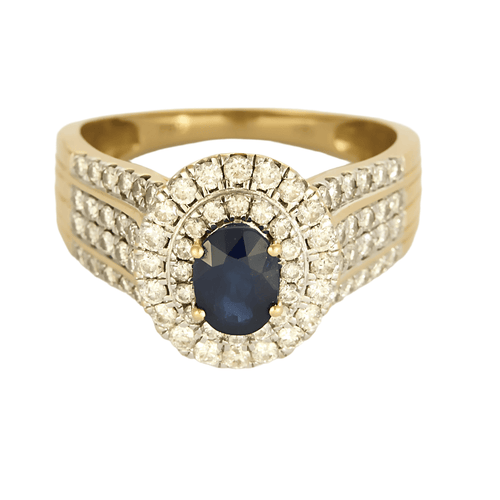 Bague en or jaune, saphir et diamants