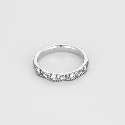 Bague 48 Graff - Laurence Graff - Alliance en or blanc et diamants 58 Facettes DV26891-1-48-2