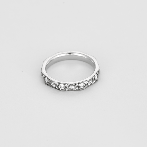 Bague 48 Graff - Laurence Graff - Alliance en or blanc et diamants 58 Facettes DV26891-1-48-2