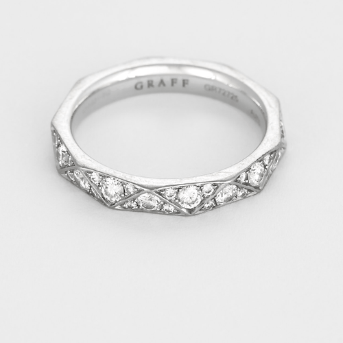Bague 48 Graff - Laurence Graff - Alliance en or blanc et diamants 58 Facettes DV26891-1-48-2