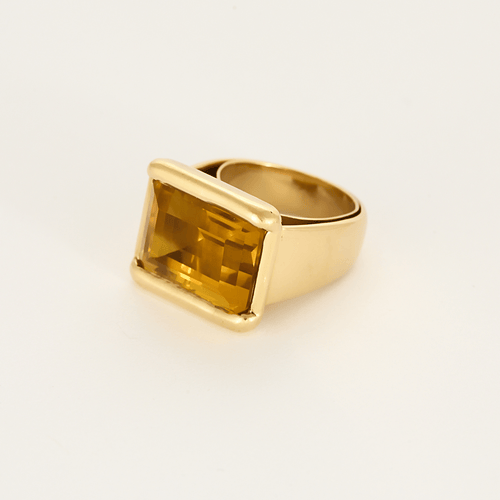 Bague 51 Importante Bague type Chevalière et citrine 58 Facettes DV11015-2-51-2