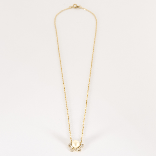 Collier Collier en or jaune et or gris , perle de culture et diamants 58 Facettes DV24577-2