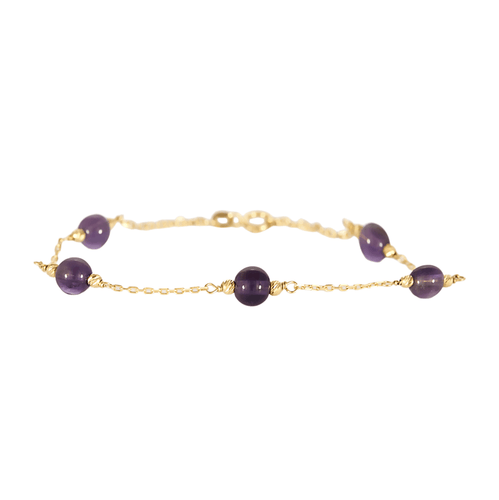 Bracelet Bracelet en or jaune et perles d'améthyste 58 Facettes DV24577-4