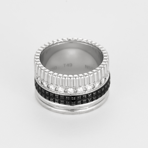 Bague Bague Boucheron Quatre Black Edition grand modèle en or blanc, diamants et PVD noir. 58 Facettes DDV27634-1