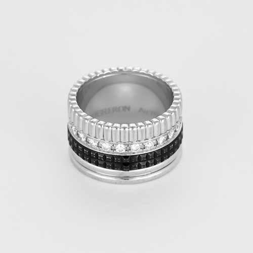 Bague Bague Boucheron Quatre Black Edition grand modèle en or blanc, diamants et PVD noir. 58 Facettes DDV27634-1