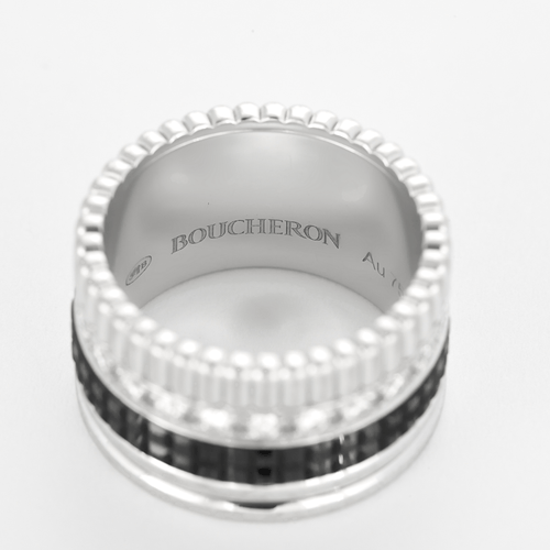 Bague Bague Boucheron Quatre Black Edition grand modèle en or blanc, diamants et PVD noir. 58 Facettes DDV27634-1