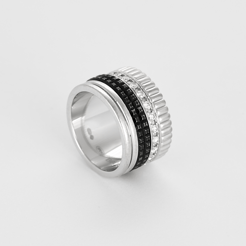Bague Bague Boucheron Quatre Black Edition grand modèle en or blanc, diamants et PVD noir. 58 Facettes DDV27634-1