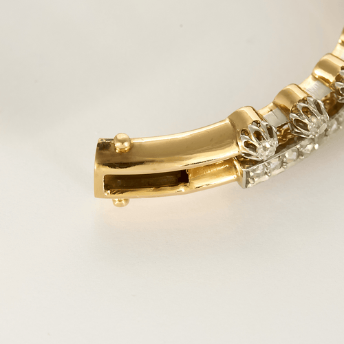 Bracelet Bracelet jonc ouvrant en or rose et or gris, diamants. Style Napoléon III. 58 Facettes DV27858-1