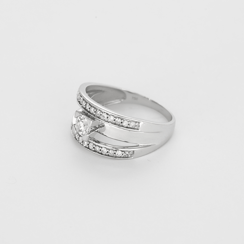 Bague 54 Bague jonc ajourée en or blanc et diamants 58 Facettes DV27556-2-54-3