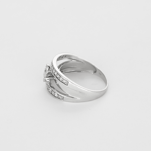 Bague 54 Bague jonc ajourée en or blanc et diamants 58 Facettes DV27556-2-54-3