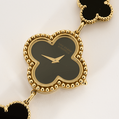 VAN CLEEF & ARPELS - Alhambra - Montre bracelet de dame en or jaune et onyx 58 Facettes DV4391-3