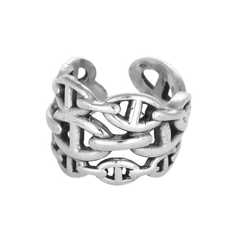 Bague 57 HERMÈS - CHAINE D'ANCRE ENCHAINEE - Grand modèle- Bague en argent 58 Facettes DV27468-24-57-3
