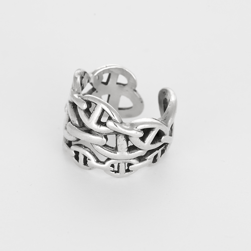 Bague 57 HERMÈS - CHAINE D'ANCRE ENCHAINEE - Grand modèle- Bague en argent 58 Facettes DV27468-24-57-3