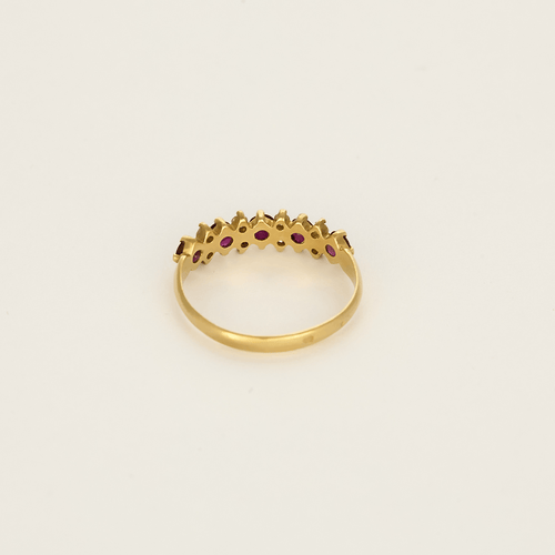 Bague 53 Demie alliance en or jaune, rubis et diamants 58 Facettes DV27468-56-53-2