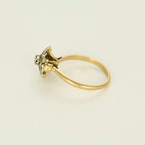 Bague 56 Bague en or jaune et platine, à motif d'étoile stylisé et diamants taille rose 58 Facettes DV0013-38-56-3