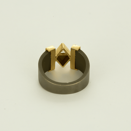 Bague 58 Bague en or jaune, titane et diamants 58 Facettes DV22498-2-58-2