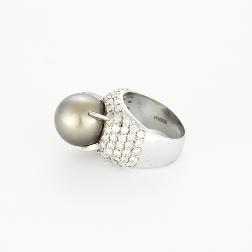 Bague 52 Bague en platine, diamants et perle de Tahiti 58 Facettes DV27335-1-52-1
