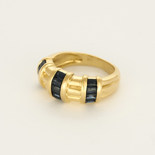 Bague 51 Bague jonc or jaune et saphirs 58 Facettes DV7140-1