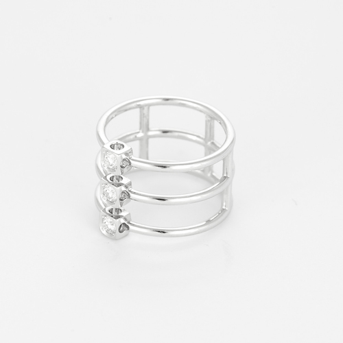 52 Dinh Van - Trilogie le Cube - Bague en or gris et diamants 58 Facettes DV28241-1-52-1