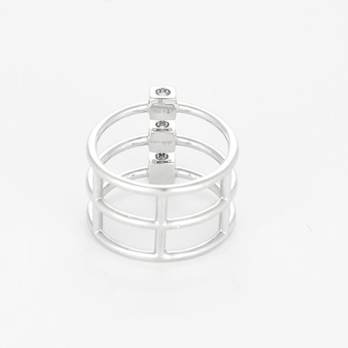 52 Dinh Van - Trilogie le Cube - Bague en or gris et diamants 58 Facettes DV28241-1-52-1