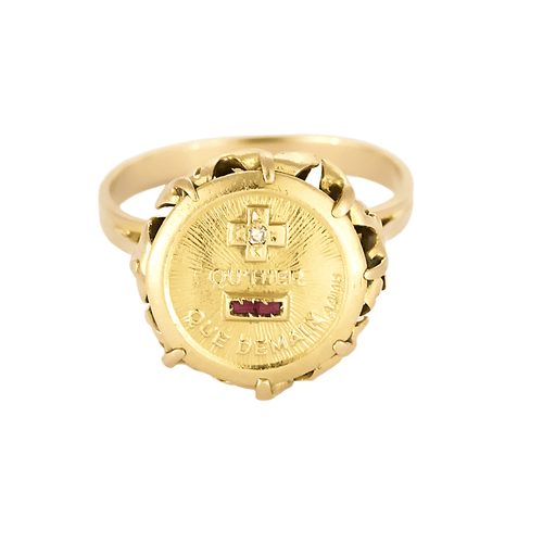 Bague 50 AUGIS - Bague sentimentale or jaune, diamants 58 Facettes DV27999-1