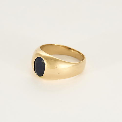 Bague 53 Bague de type chevalière en or jaune et saphir 58 Facettes DV24577-8-53-2