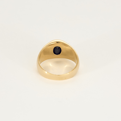 Bague 53 Bague de type chevalière en or jaune et saphir 58 Facettes DV24577-8-53-2