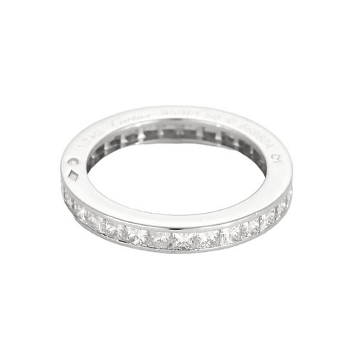 Bague 50 Cartier - Alliance en platine et diamants taille princesse. 58 Facettes DV27165-1
