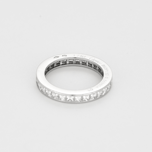 Bague 50 Cartier - Alliance en platine et diamants taille princesse. 58 Facettes DV27165-1