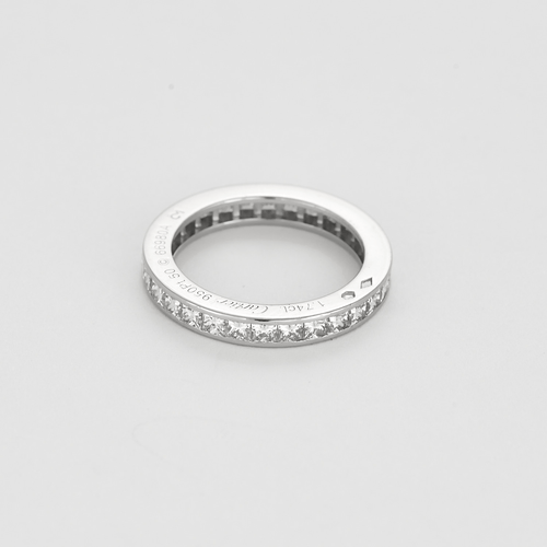 Bague 50 Cartier - Alliance en platine et diamants taille princesse. 58 Facettes DV27165-1