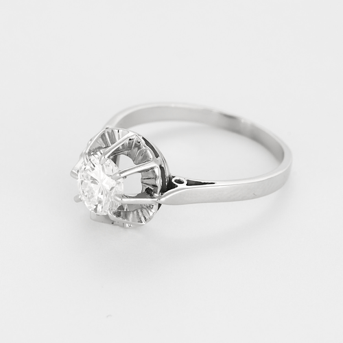 Bague 57 Bague solitaire en or gris et platine, diamant 0.90 carat environ. 58 Facettes DV0302-6-57-3