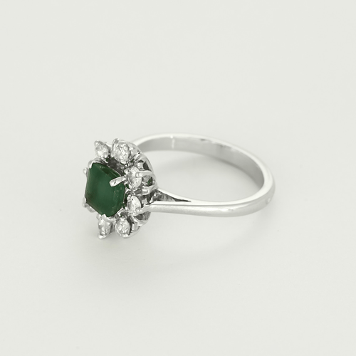 Bague 50,5 Bague marguerite en or blanc, émeraude et diamants 58 Facettes DV27468-45-505-5