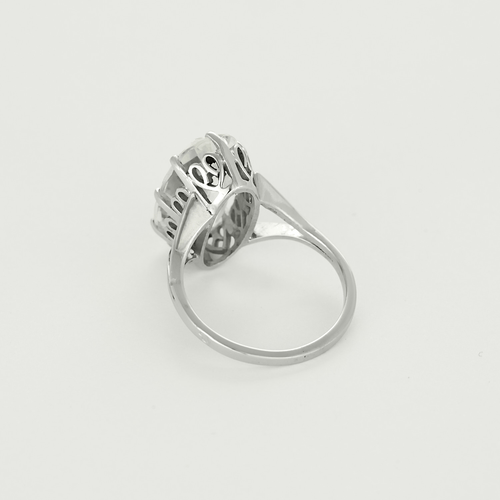 Bague 51 Bague cocktail en or blanc et Aigue-Marine 58 Facettes DV0013-39-51-2