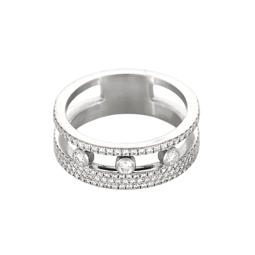 Bague 54 Messika -  Move Romane - Bague pavée or gris et diamants 58 Facettes DV27114-3
