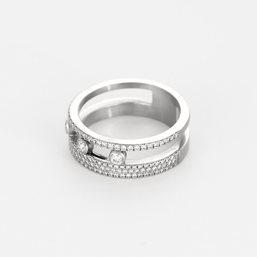 Bague 54 Messika -  Move Romane - Bague pavée or gris et diamants 58 Facettes DV27114-3