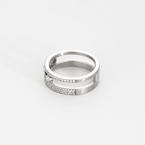 Bague 54 Messika -  Move Romane - Bague pavée or gris et diamants 58 Facettes DV27114-3