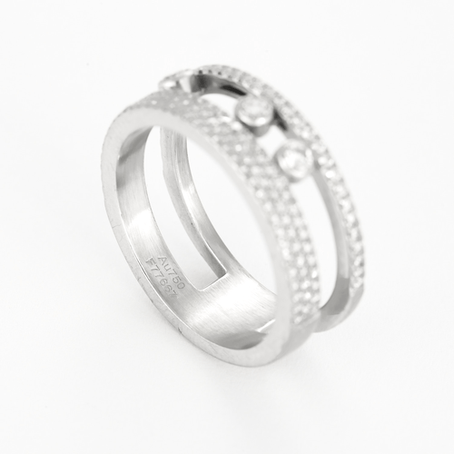 Bague 54 Messika -  Move Romane - Bague pavée or gris et diamants 58 Facettes DV27114-3