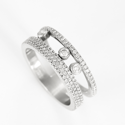 Bague 54 Messika -  Move Romane - Bague pavée or gris et diamants 58 Facettes DV27114-3