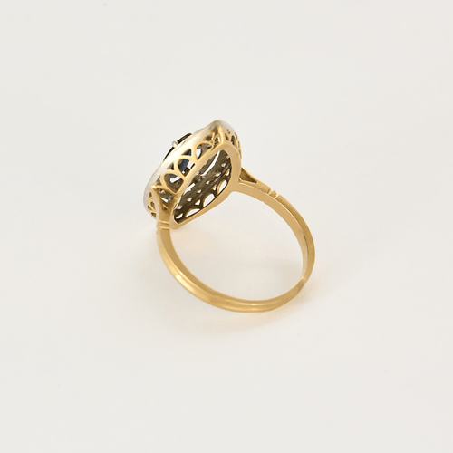 Bague 54 Bague marquise en or blanc, or jaune, saphir et diamants 58 Facettes DV27468-64-54-3